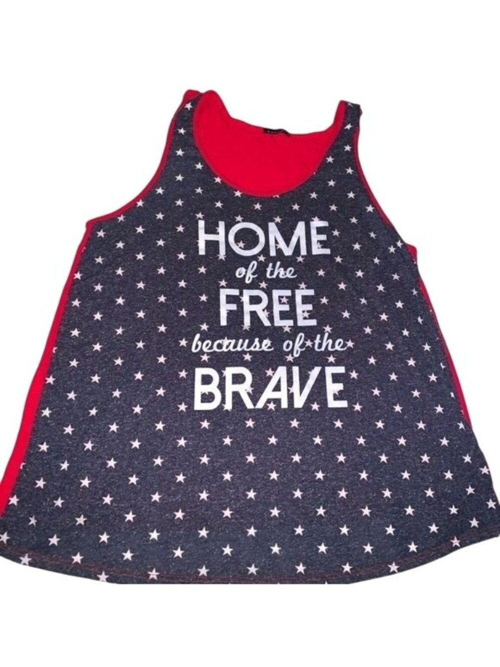 Patriotic Sleeveless Tank Top "Home Of The Free Because Of The Brave" By Sweet C